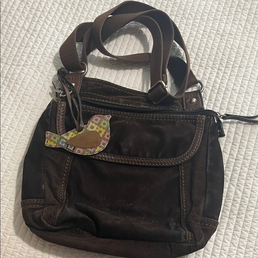 Fossil Brown Women's Bag with Bird Charm